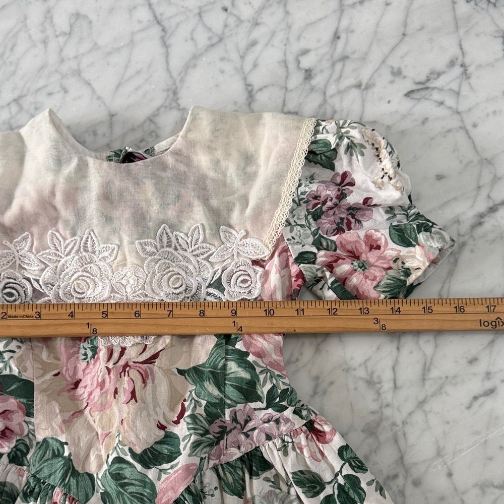 Vintage Cottagecore 90’s Girls Sz 6 Floral Kids Dress Lace Detail Candy Club - Picture 2 of 6